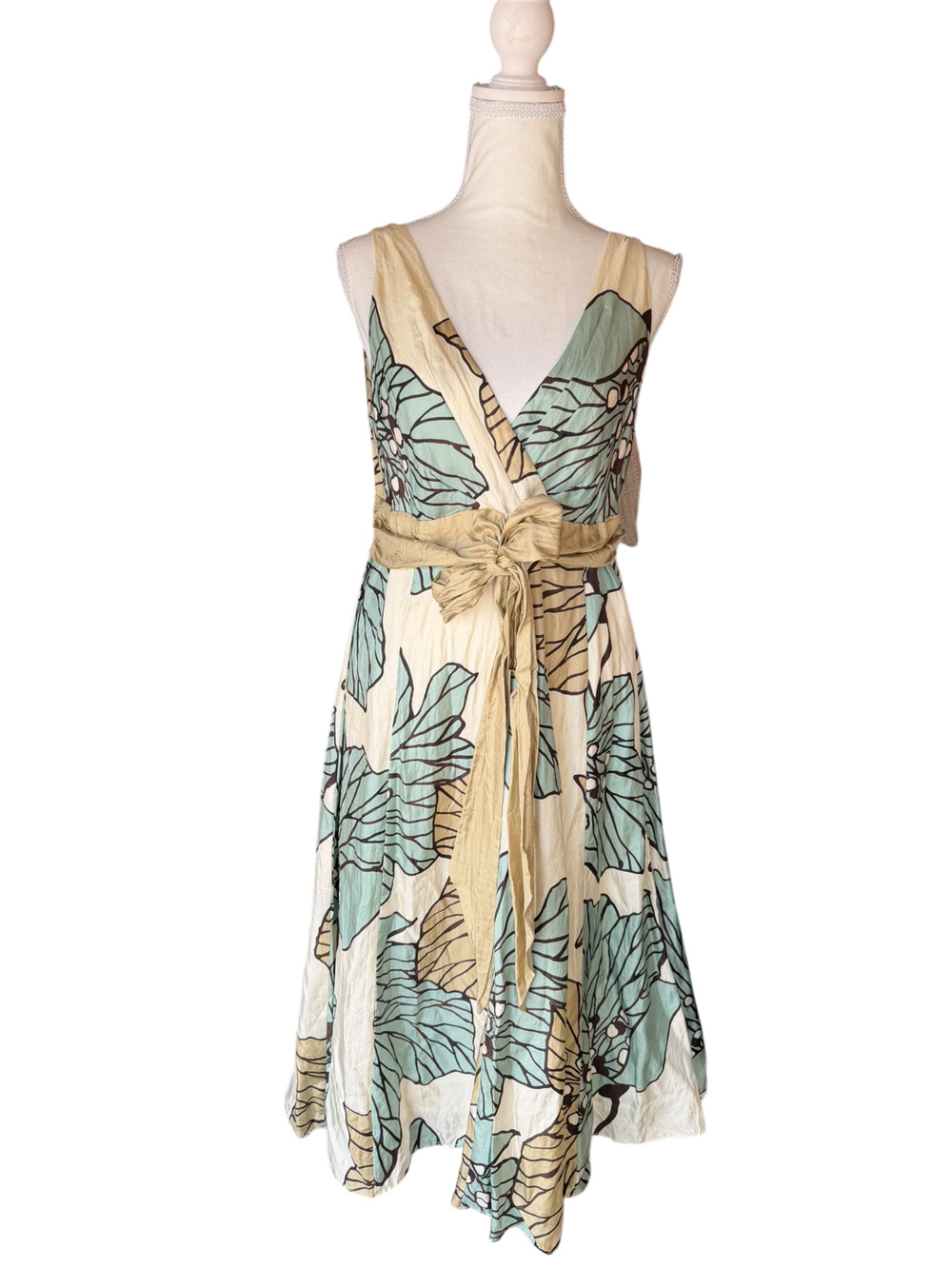 Monsoon Women's 100% Silk Elegant Floral Dress Sleeveless Size 10 LARGE UK 14